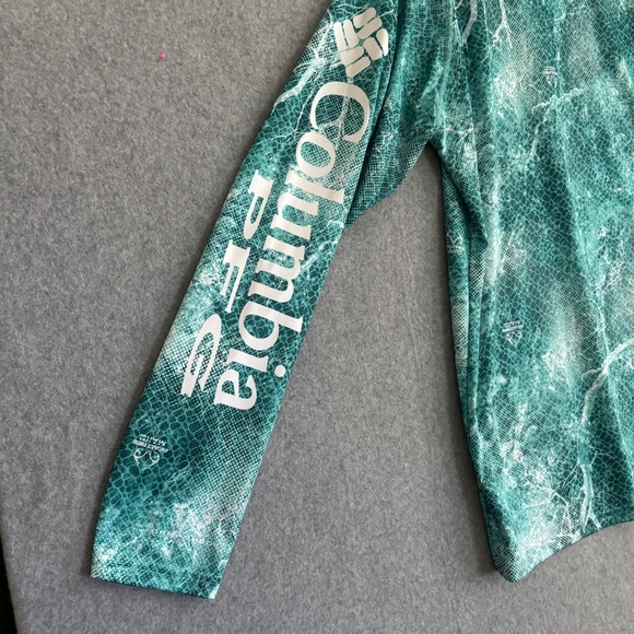 Columbia PFG Performance Long Sleeve Shirt (M) Aqua Multi Green - Picture 6 of 11